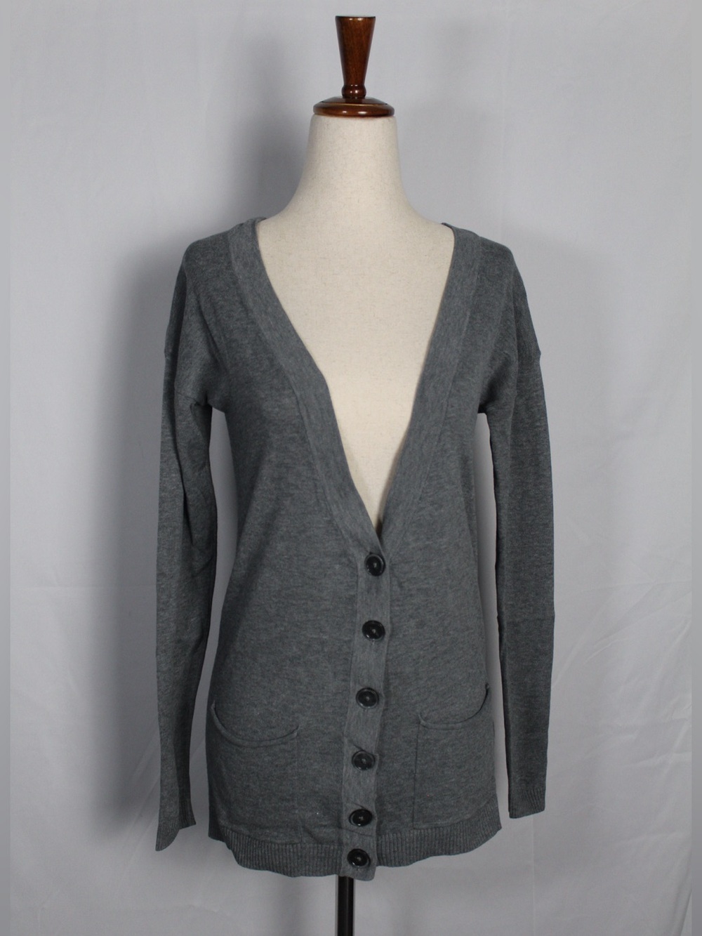 Y2K Express Gray Button-Front Cardigan